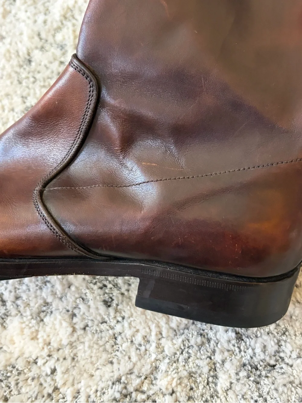 Vintage Prada Brown Leather Zip-Front Boots Men’s Size 9 EUC Made in Italy - Picture 11 of 13